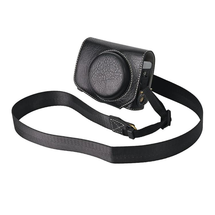For Canon G7 X Mark III / G7X3 Retro Litchi Texture Leather Full Body Camera Case Bag with Strap(Black) - Leather Bag by buy2fix | Online Shopping UK | buy2fix