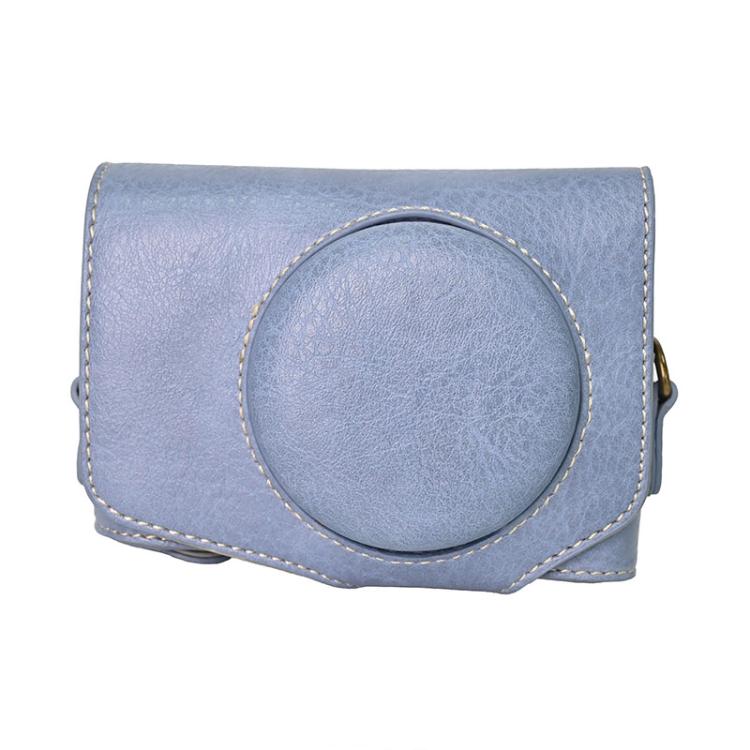 For Canon PowerShot SX740 HS Retro Litchi Texture Leather Full Body Camera Case Bag with Strap(Blue) - Leather Bag by buy2fix | Online Shopping UK | buy2fix