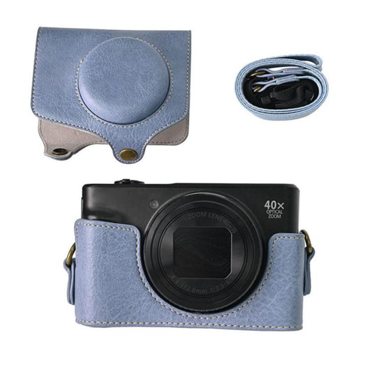 For Canon PowerShot SX740 HS Retro Litchi Texture Leather Full Body Camera Case Bag with Strap(Blue) - Leather Bag by buy2fix | Online Shopping UK | buy2fix