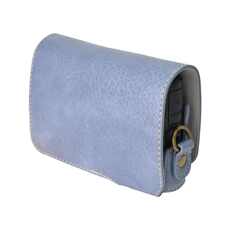 For Canon PowerShot SX740 HS Retro Litchi Texture Leather Full Body Camera Case Bag with Strap(Blue) - Leather Bag by buy2fix | Online Shopping UK | buy2fix