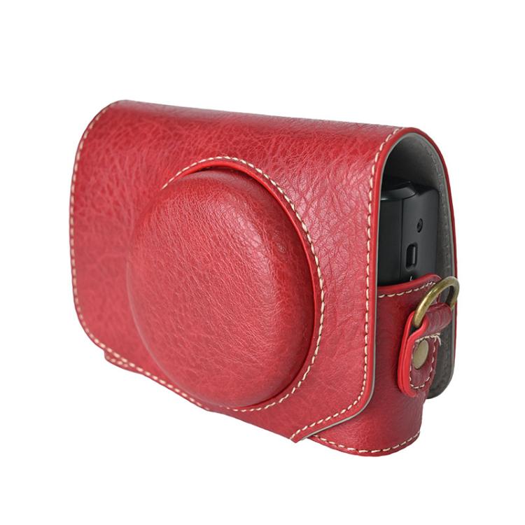 For Canon PowerShot SX740 HS Retro Litchi Texture Leather Full Body Camera Case Bag with Strap(Red) - Leather Bag by buy2fix | Online Shopping UK | buy2fix