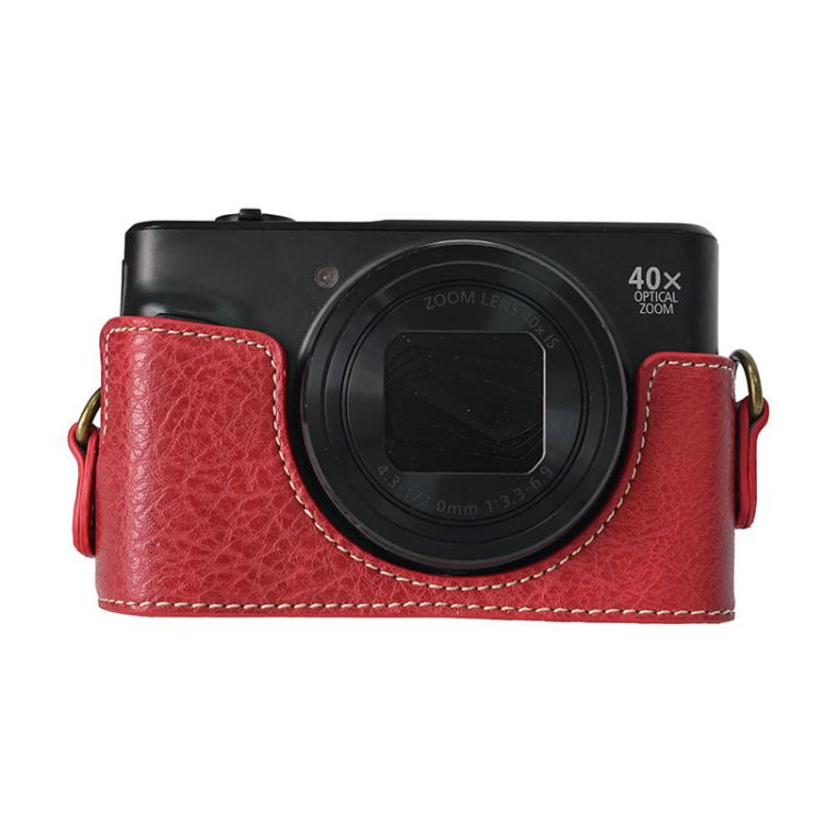 For Canon PowerShot SX740 HS Retro Litchi Texture Leather Full Body Camera Case Bag with Strap(Red) - Leather Bag by buy2fix | Online Shopping UK | buy2fix
