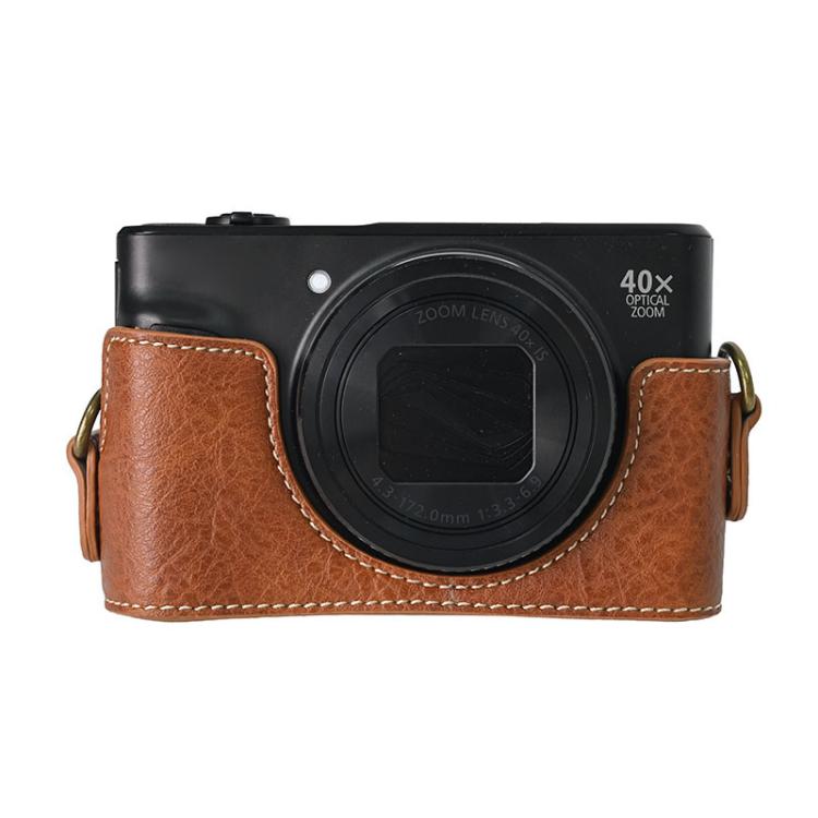 For Canon PowerShot SX740 HS Retro Litchi Texture Leather Full Body Camera Case Bag with Strap(Coffee) - Leather Bag by buy2fix | Online Shopping UK | buy2fix