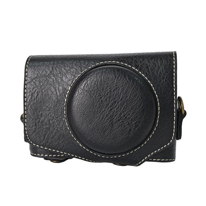 For Canon PowerShot SX740 HS Retro Litchi Texture Leather Full Body Camera Case Bag with Strap(Black) - Leather Bag by buy2fix | Online Shopping UK | buy2fix