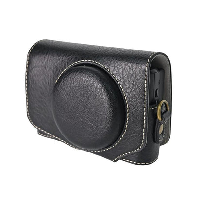 For Canon PowerShot SX740 HS Retro Litchi Texture Leather Full Body Camera Case Bag with Strap(Black) - Leather Bag by buy2fix | Online Shopping UK | buy2fix