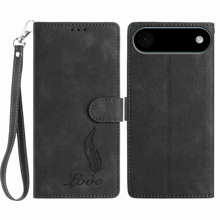 For iPhone Air Skin Feel Embossed Feather Leather Phone Case(Black) - iPhone Air Cases by buy2fix | Online Shopping UK | buy2fix