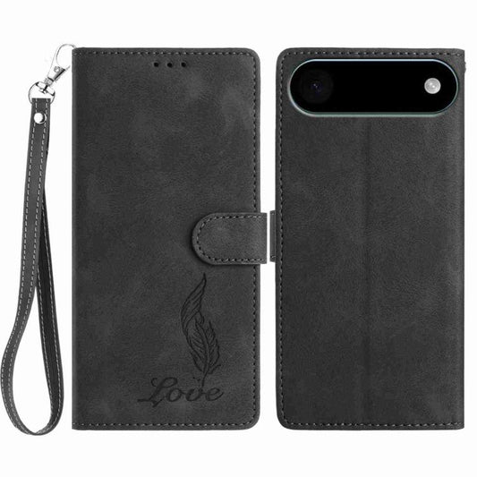 For iPhone Air Skin Feel Embossed Feather Leather Phone Case(Black) - iPhone Air Cases by buy2fix | Online Shopping UK | buy2fix