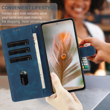 For iPhone Air Skin Feel Embossed Feather Leather Phone Case(Dark Blue) - iPhone Air Cases by buy2fix | Online Shopping UK | buy2fix