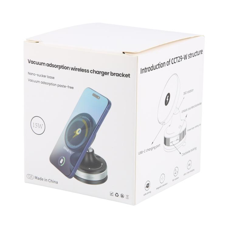 CCT29W 15W Suction Cup MagSafe Wireless Phone Charging Holder(Black) - Desktop Holder by buy2fix | Online Shopping UK | buy2fix