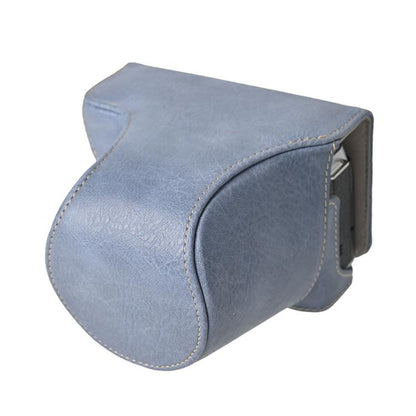 For FUJIFILM X-M5 Retro Litchi Texture Leather Full Body Camera Case Bag with Strap(Blue) - Leather Bag by buy2fix | Online Shopping UK | buy2fix