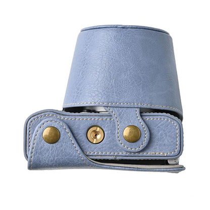 For FUJIFILM X-M5 Retro Litchi Texture Leather Full Body Camera Case Bag with Strap(Blue) - Leather Bag by buy2fix | Online Shopping UK | buy2fix