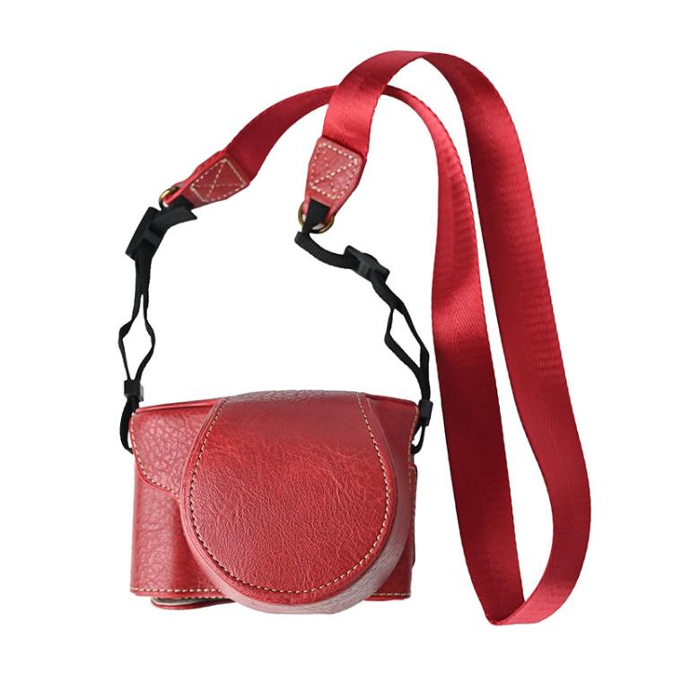 For FUJIFILM X-M5 Retro Litchi Texture Leather Full Body Camera Case Bag with Strap(Red) - Leather Bag by buy2fix | Online Shopping UK | buy2fix