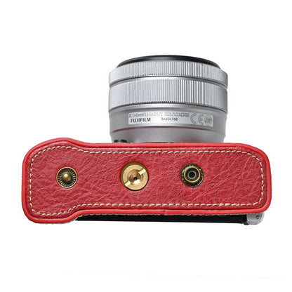 For FUJIFILM X-M5 Retro Litchi Texture Leather Full Body Camera Case Bag with Strap(Red) - Leather Bag by buy2fix | Online Shopping UK | buy2fix