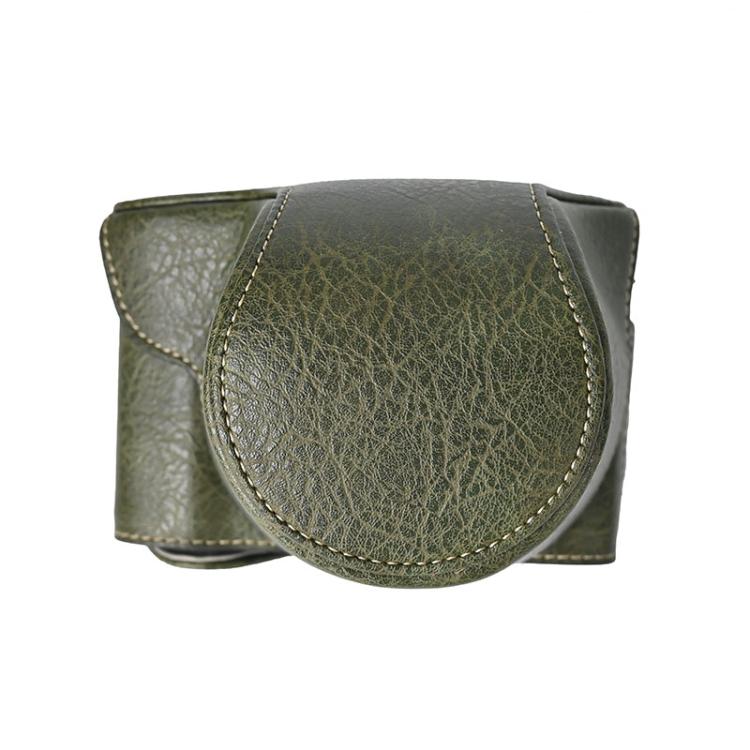 For FUJIFILM X-M5 Retro Litchi Texture Leather Full Body Camera Case Bag with Strap(Green) - Leather Bag by buy2fix | Online Shopping UK | buy2fix