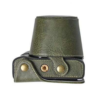 For FUJIFILM X-M5 Retro Litchi Texture Leather Full Body Camera Case Bag with Strap(Green) - Leather Bag by buy2fix | Online Shopping UK | buy2fix