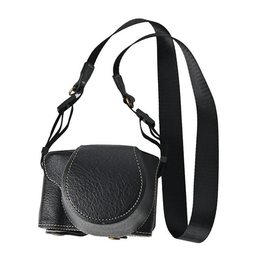 For FUJIFILM X-M5 Retro Litchi Texture Leather Full Body Camera Case Bag with Strap(Black)