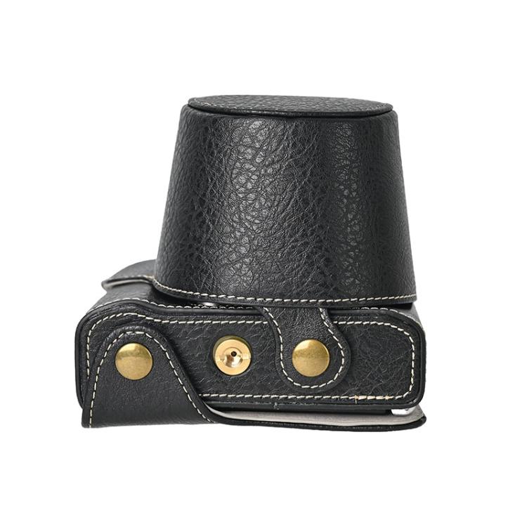 For FUJIFILM X-M5 Retro Litchi Texture Leather Full Body Camera Case Bag with Strap(Black) - Leather Bag by buy2fix | Online Shopping UK | buy2fix