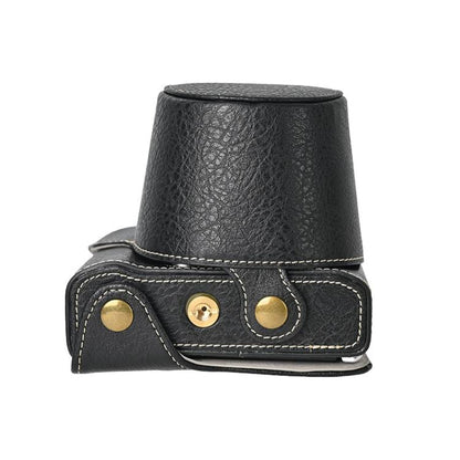 For FUJIFILM X-M5 Retro Litchi Texture Leather Full Body Camera Case Bag with Strap(Black) - Leather Bag by buy2fix | Online Shopping UK | buy2fix