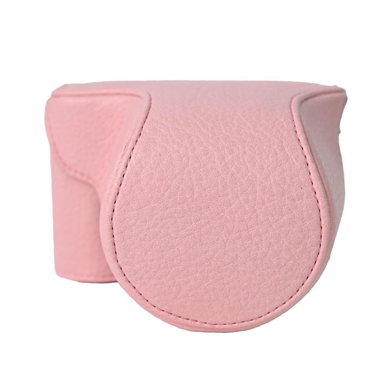 For FUJIFILM X-M5 Retro Litchi Texture Leather Full Body Camera Case Bag with Strap(Pink) - Leather Bag by buy2fix | Online Shopping UK | buy2fix