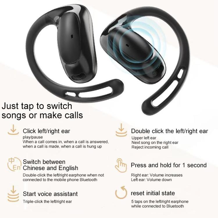 ZGA GS22 Pebble Open Wireless Bluetooth Earphone(Black) - TWS Earphone by ZGA | Online Shopping UK | buy2fix