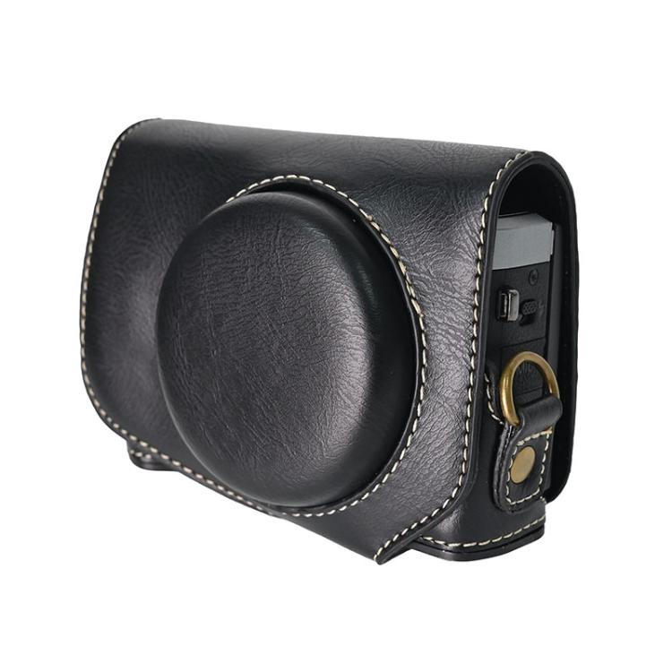 For Canon G7 X Mark III / G7X3 Retro Pull Up Leather Full Body Camera Case Bag with Strap(Black) - Leather Bag by buy2fix | Online Shopping UK | buy2fix
