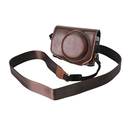 For Canon G7 X Mark III / G7X3 Retro Pull Up Leather Full Body Camera Case Bag with Strap(Coffee)