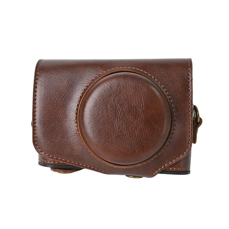 For Canon PowerShot SX740 HS Retro Pull Up Leather Full Body Camera Case Bag with Strap(Coffee) - Leather Bag by buy2fix | Online Shopping UK | buy2fix