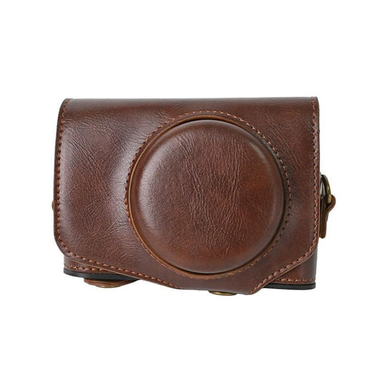 For Canon PowerShot SX740 HS Retro Pull Up Leather Full Body Camera Case Bag with Strap(Coffee) - Leather Bag by buy2fix | Online Shopping UK | buy2fix