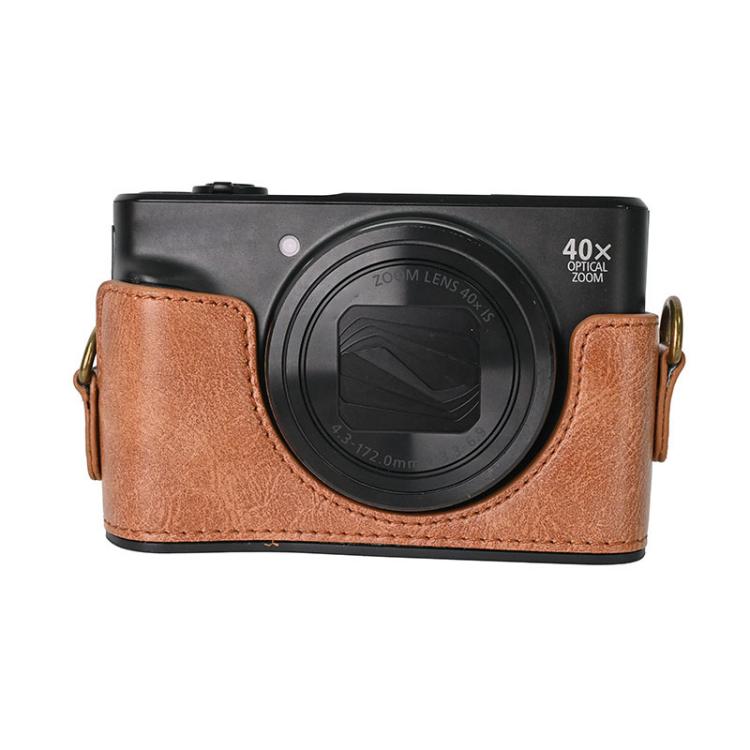 For Canon PowerShot SX740 HS Retro Pull Up Leather Full Body Camera Case Bag with Strap(Brown) - Leather Bag by buy2fix | Online Shopping UK | buy2fix