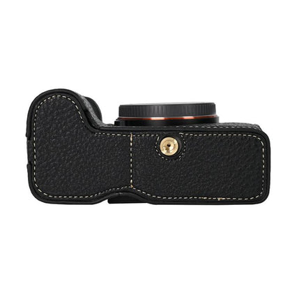 For Sony ILCE-7CM2 / Alpha 7C II Litchi Texture PU Leather Camera Half Case Base(Black) - Half Case by buy2fix | Online Shopping UK | buy2fix