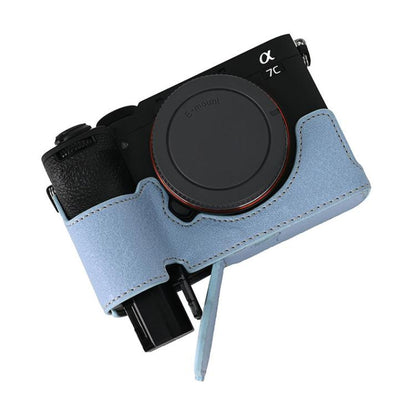 For Sony ILCE-7CM2 / Alpha 7C II Litchi Texture PU Leather Camera Half Case Base(Blue) - Half Case by buy2fix | Online Shopping UK | buy2fix