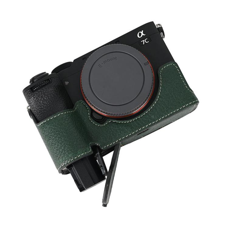 For Sony ILCE-7CM2 / Alpha 7C II Litchi Texture PU Leather Camera Half Case Base(Green) - Half Case by buy2fix | Online Shopping UK | buy2fix