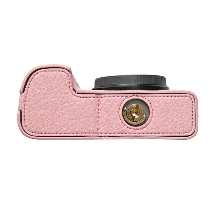 For Sony ILCE-6400 / A6300 / A6200 Litchi Texture PU Leather Camera Half Case Base(Pink) - Half Case by buy2fix | Online Shopping UK | buy2fix