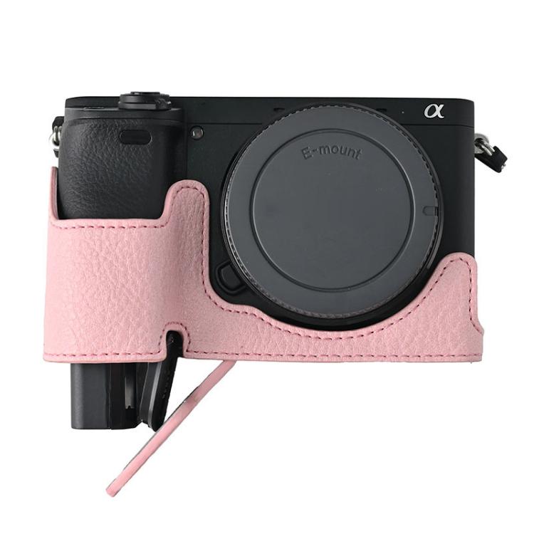 For Sony ILCE-6400 / A6300 / A6200 Litchi Texture PU Leather Camera Half Case Base(Pink) - Half Case by buy2fix | Online Shopping UK | buy2fix