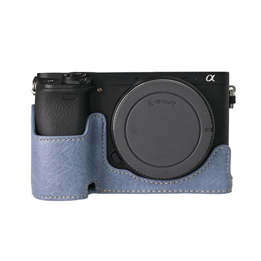 For Sony ILCE-6400 / A6300 / A6200 Litchi Texture PU Leather Camera Half Case Base(Blue) - Half Case by buy2fix | Online Shopping UK | buy2fix