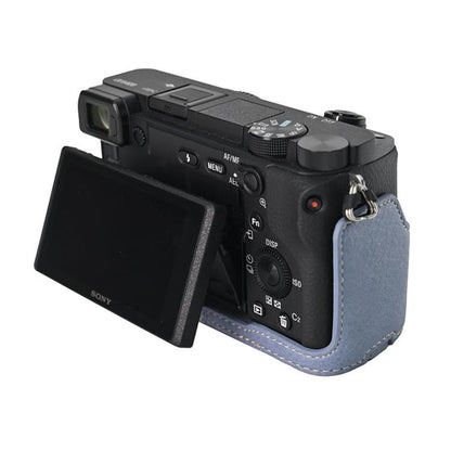 For Sony ILCE-6400 / A6300 / A6200 Litchi Texture PU Leather Camera Half Case Base(Blue) - Half Case by buy2fix | Online Shopping UK | buy2fix