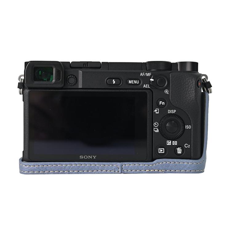 For Sony ILCE-6400 / A6300 / A6200 Litchi Texture PU Leather Camera Half Case Base(Blue) - Half Case by buy2fix | Online Shopping UK | buy2fix