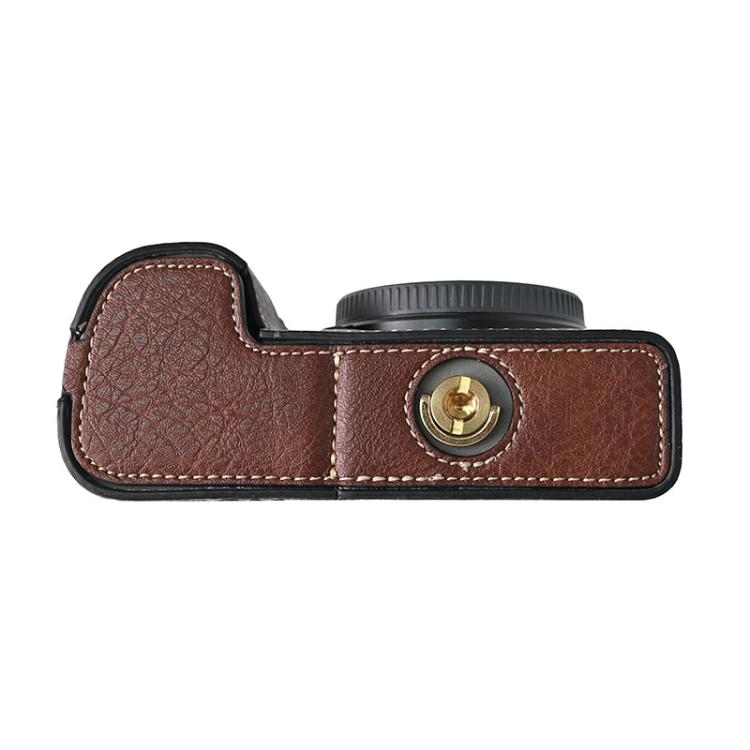 For Sony ILCE-6400 / A6300 / A6200 Litchi Texture PU Leather Camera Half Case Base(Coffee) - Half Case by buy2fix | Online Shopping UK | buy2fix
