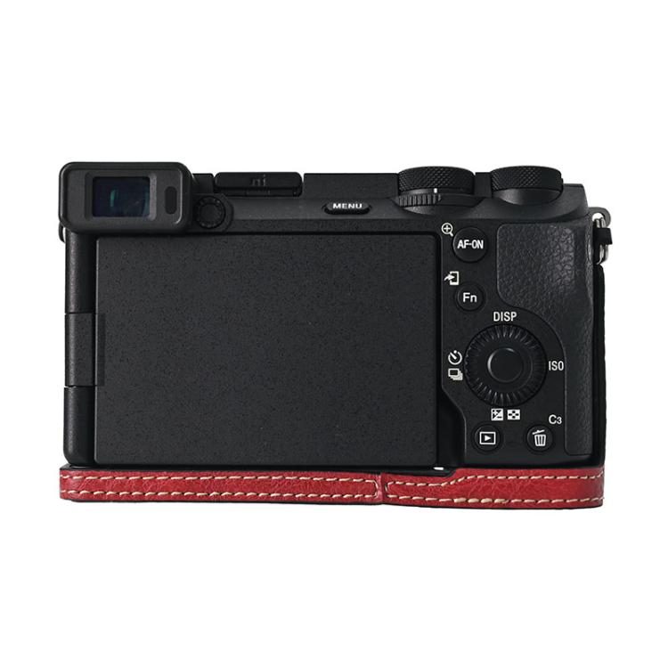 For Sony ILCE-6700 / A6700 Litchi Texture PU Leather Camera Half Case Base(Wine Red) - Half Case by buy2fix | Online Shopping UK | buy2fix
