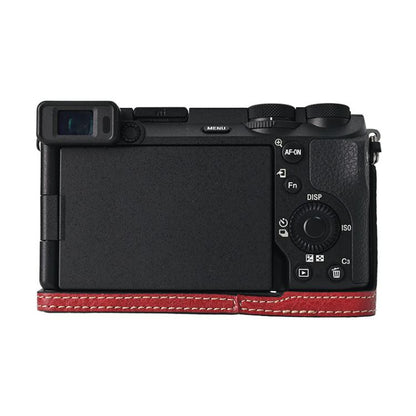 For Sony ILCE-6700 / A6700 Litchi Texture PU Leather Camera Half Case Base(Wine Red) - Half Case by buy2fix | Online Shopping UK | buy2fix