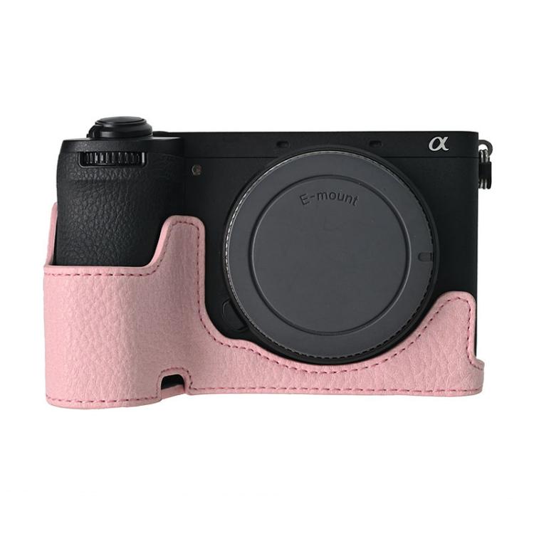 For Sony ILCE-6700 / A6700 Litchi Texture PU Leather Camera Half Case Base(Pink) - Half Case by buy2fix | Online Shopping UK | buy2fix