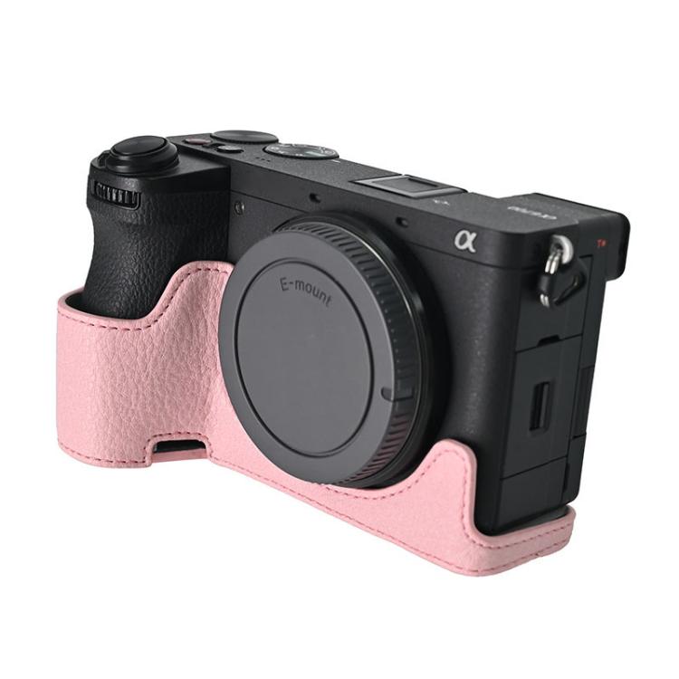 For Sony ILCE-6700 / A6700 Litchi Texture PU Leather Camera Half Case Base(Pink) - Half Case by buy2fix | Online Shopping UK | buy2fix