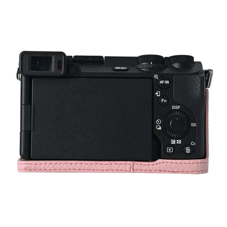 For Sony ILCE-6700 / A6700 Litchi Texture PU Leather Camera Half Case Base(Pink) - Half Case by buy2fix | Online Shopping UK | buy2fix