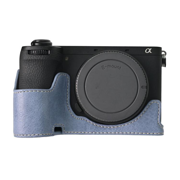 For Sony ILCE-6700 / A6700 Litchi Texture PU Leather Camera Half Case Base(Blue) - Half Case by buy2fix | Online Shopping UK | buy2fix