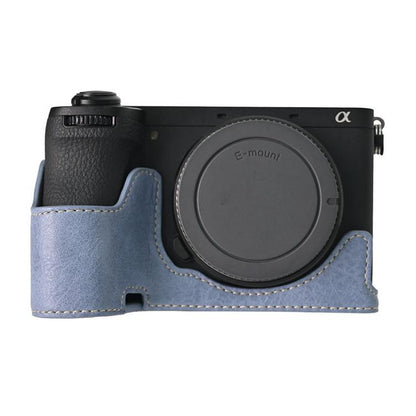 For Sony ILCE-6700 / A6700 Litchi Texture PU Leather Camera Half Case Base(Blue) - Half Case by buy2fix | Online Shopping UK | buy2fix