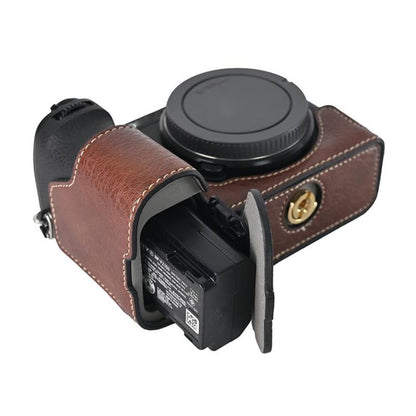 For Sony ILCE-6700 / A6700 Litchi Texture PU Leather Camera Half Case Base(Coffee) - Half Case by buy2fix | Online Shopping UK | buy2fix