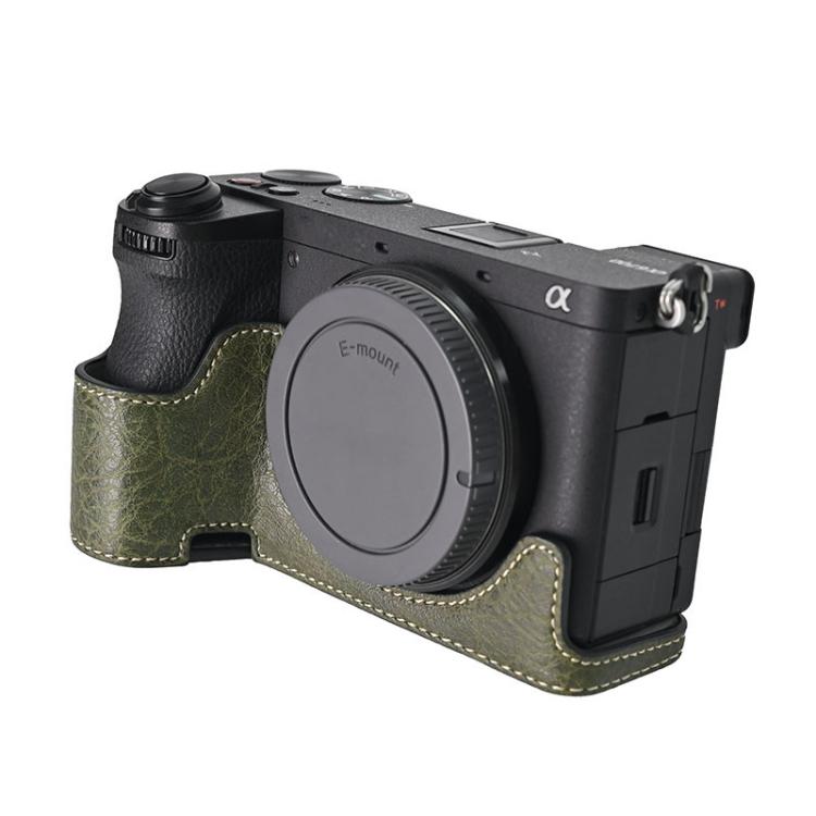 For Sony ILCE-6700 / A6700 Litchi Texture PU Leather Camera Half Case Base(Green) - Half Case by buy2fix | Online Shopping UK | buy2fix