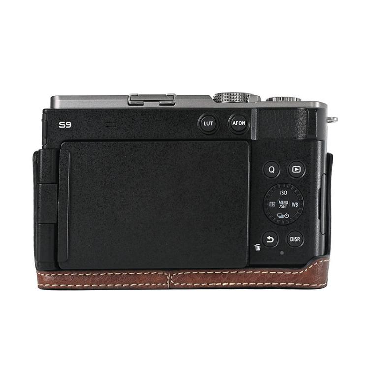 For Panasonic LUMIX S9 Litchi Texture PU Leather Camera Half Case Base(Coffee) - Half Case by buy2fix | Online Shopping UK | buy2fix