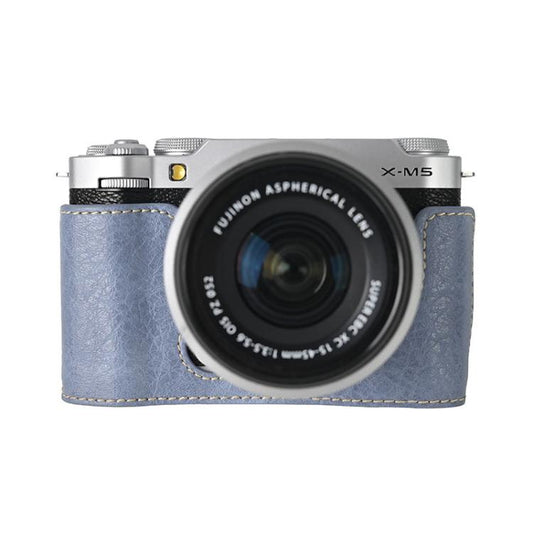 For FUJIFILM X-M5 Litchi Texture PU Leather Camera Half Case Base(Blue) - Half Case by buy2fix | Online Shopping UK | buy2fix