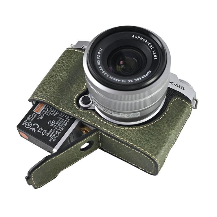 For FUJIFILM X-M5 Litchi Texture PU Leather Camera Half Case Base(Green) - Half Case by buy2fix | Online Shopping UK | buy2fix